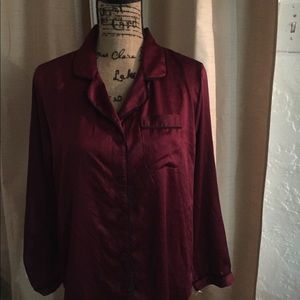 Maroon satin pajama top size M